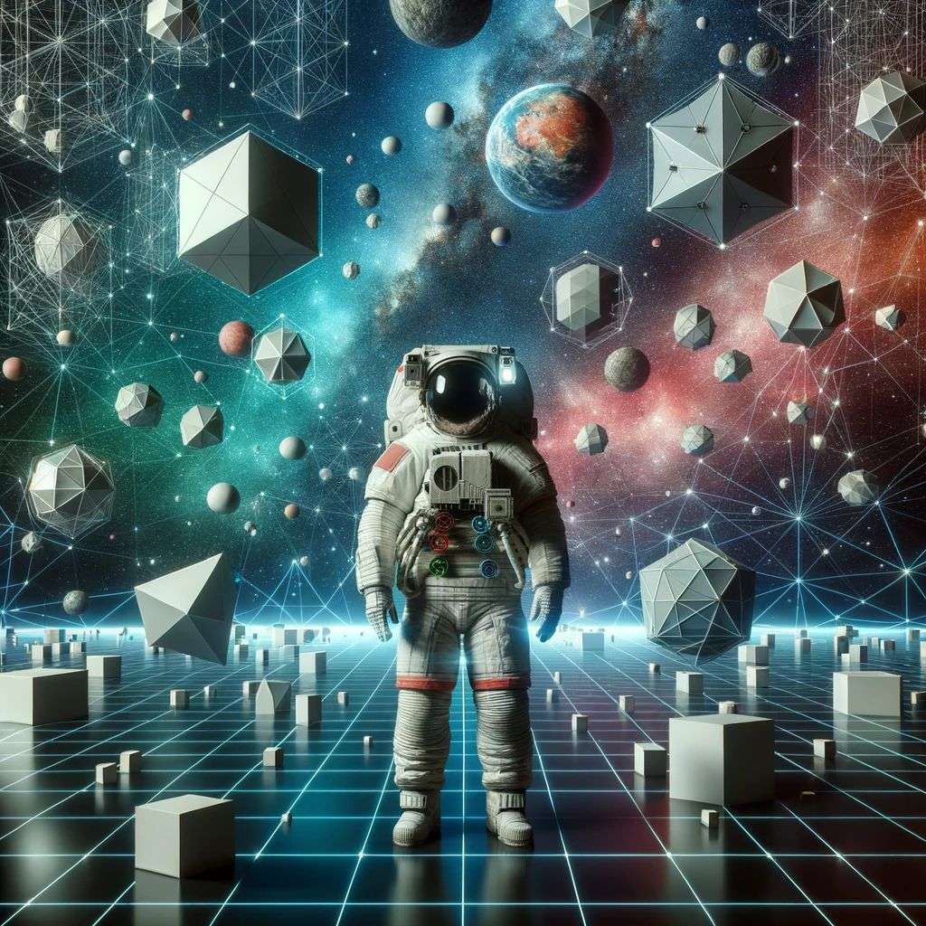 an astronaut, geometric